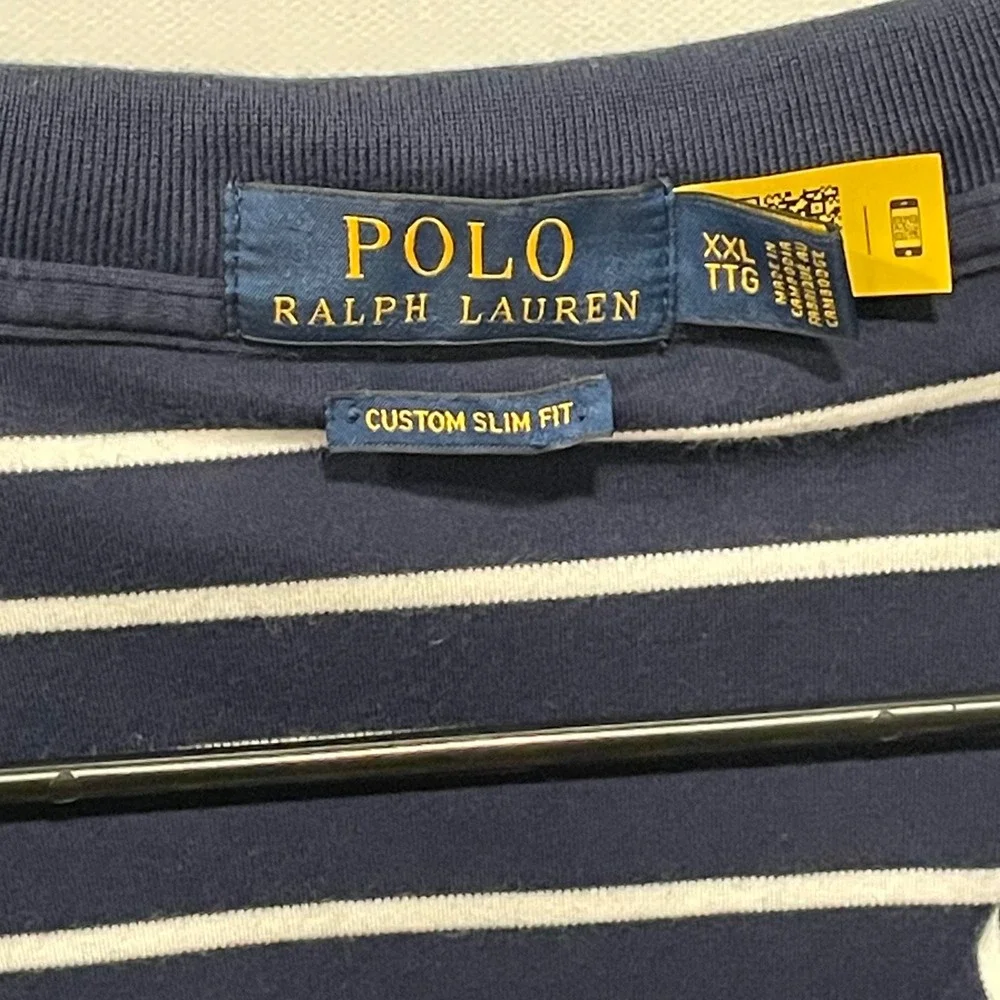 Polo Ralph Lauren Mens XXL Striped Custom Slim Fit‎ SS Polo Shirt Flesh Pony